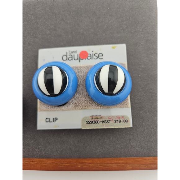 Carol Dauplaise Clip On Earring Bundle Gaudy Eclectic Purple Blue Mod Costume - Picture 2 of 5